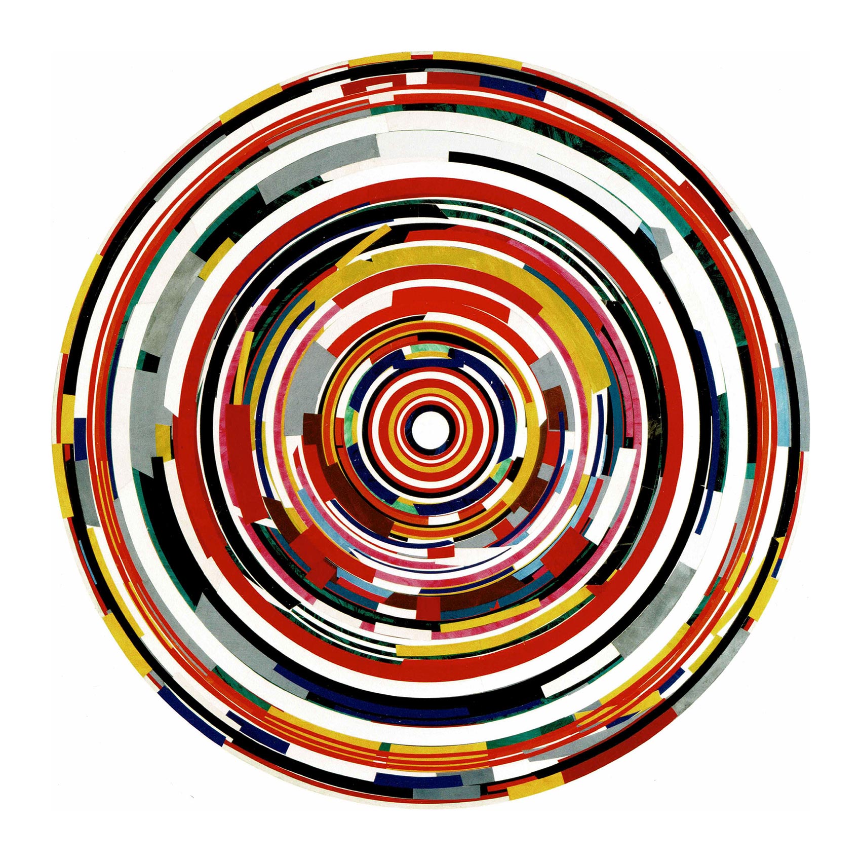 Herwig Steiner (1956L), Attrappe SO / 3 / 91 / 94 / 97 / Ia / 2 / zaß, 1997 / Mischtechnik, Collage auf Papier / ⌀ 197,5 cm / Torie Begg Collection, London / Foto: Franz Schachinger